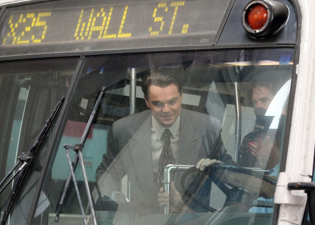 Actor Leonardo DiCaprio seen on the set of new film 'The Wolf of Wall Street' in New York City